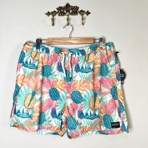 Ezekiel‎ Mens Swim Trunks Shorts Pineapple Tropical Print Pastel Size 36 NEW